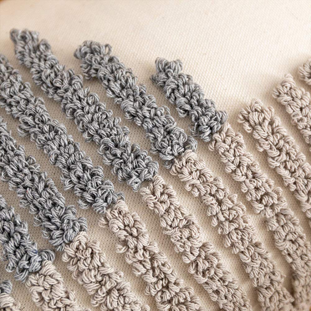 Kissenhülle Boho, Vintage Beige Streifen Geometrisches Muster Jacquard Baumwolle Dekorative Kissenbezüge Getuftete Marokkanische Minimalismus 45X45Cm Dekokissen Bezüge Für Sofa Schlafzimmer Wohn