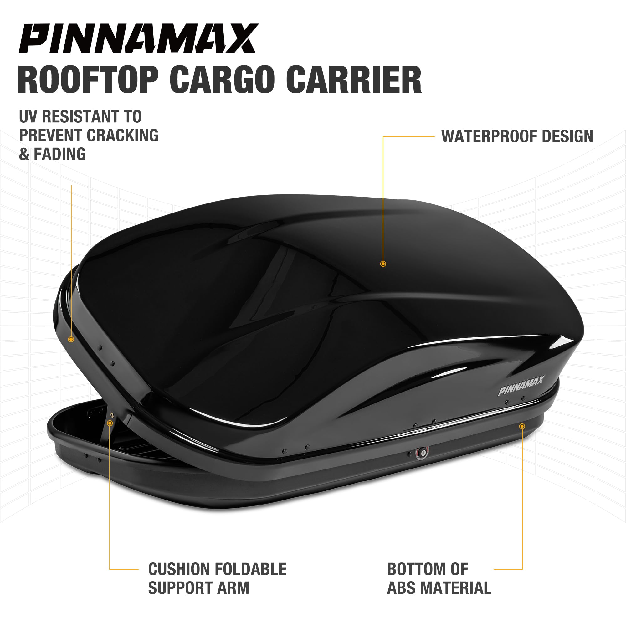 PINNAMAX Dachbox 400L Abschließbar – Dachkoffer Auto Beidseitig Öffnend, wasserdichte Autodachbox für Dachträger, Dachgepäckbox für SUV Kombi Van (400L) - 4