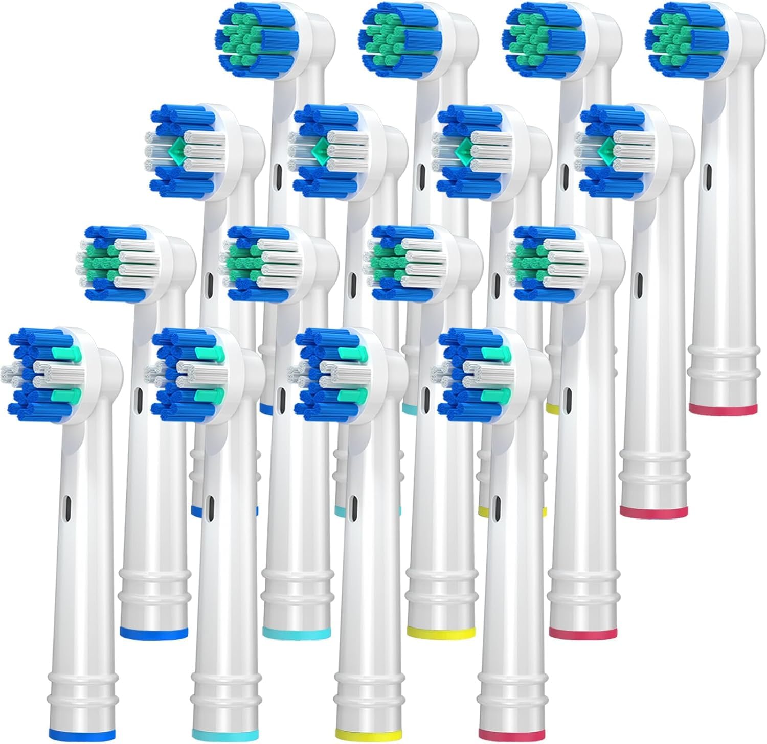 REDTRON cabezales de repuesto compatibles con Oral B, 16 cabezales de cepillo de dientes eléctrico para Oral B, Funciona con Floss Action, Sensitive Clean, Precision Clean, 3D Whitening (Blanco)