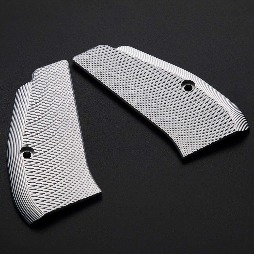 Cool Hand Aluminum Grips for CZ 75/85 Compact, CZ P-01, P100, C100，T100, PCR, CZ 75 D, Canik 55, Black Screws Included, Mild Aggressive Texture, 1/4" Thin