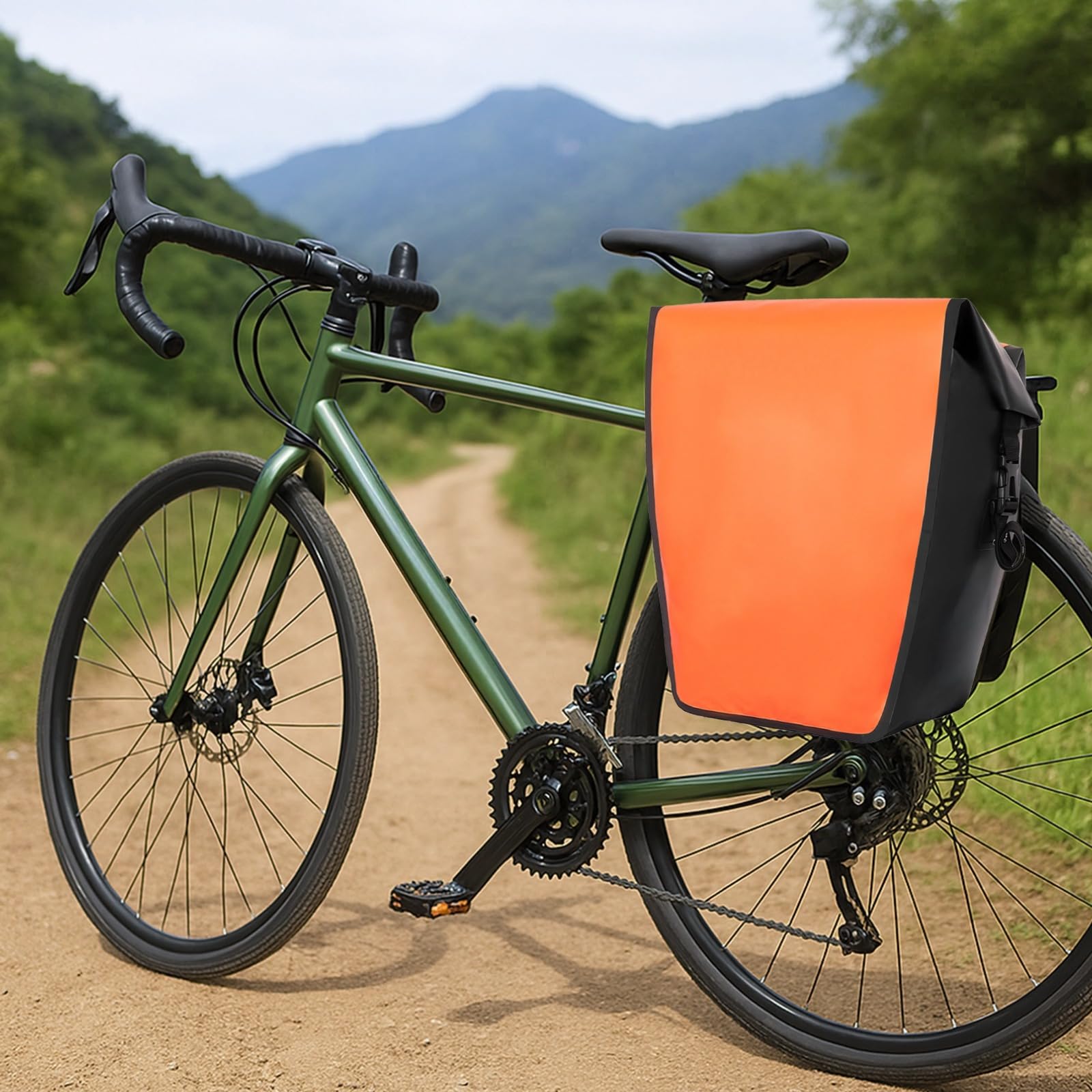 Sakwy rowerowe, 18 l, wodoodporne, o dużej pojemności, torba na bagażnik, do jazdy na świeżym powietrzu, do jazdy na rowerze, podróży, dojazdów, pomarańczowe, 2 szt