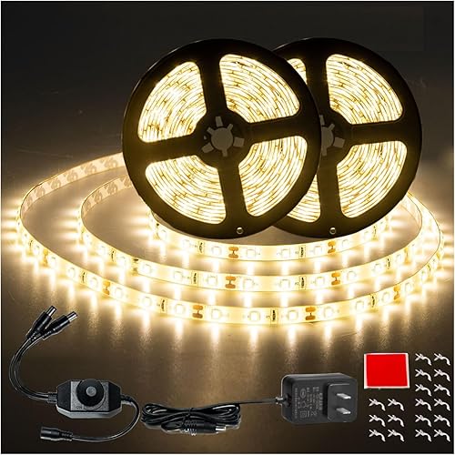 JUNWEN Tira de luces LED de color blanco cálido de 50 pies, tira de luces LED para exteriores de 12 V, impermeable, flexible, tira de luz LED para