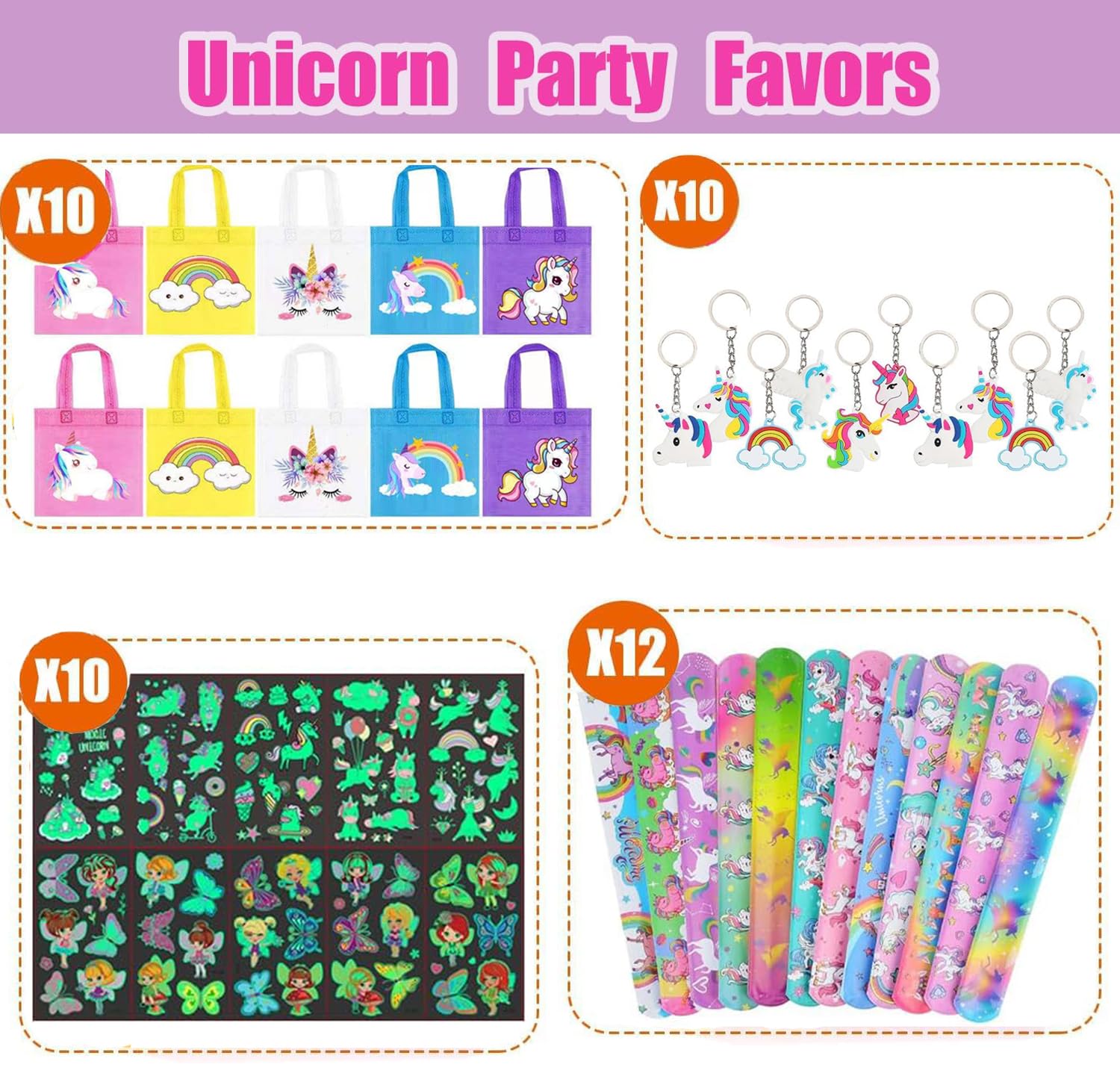 Anpro Cadeau Anniversaire Enfants Invités Licorne, 90Pcs Kit