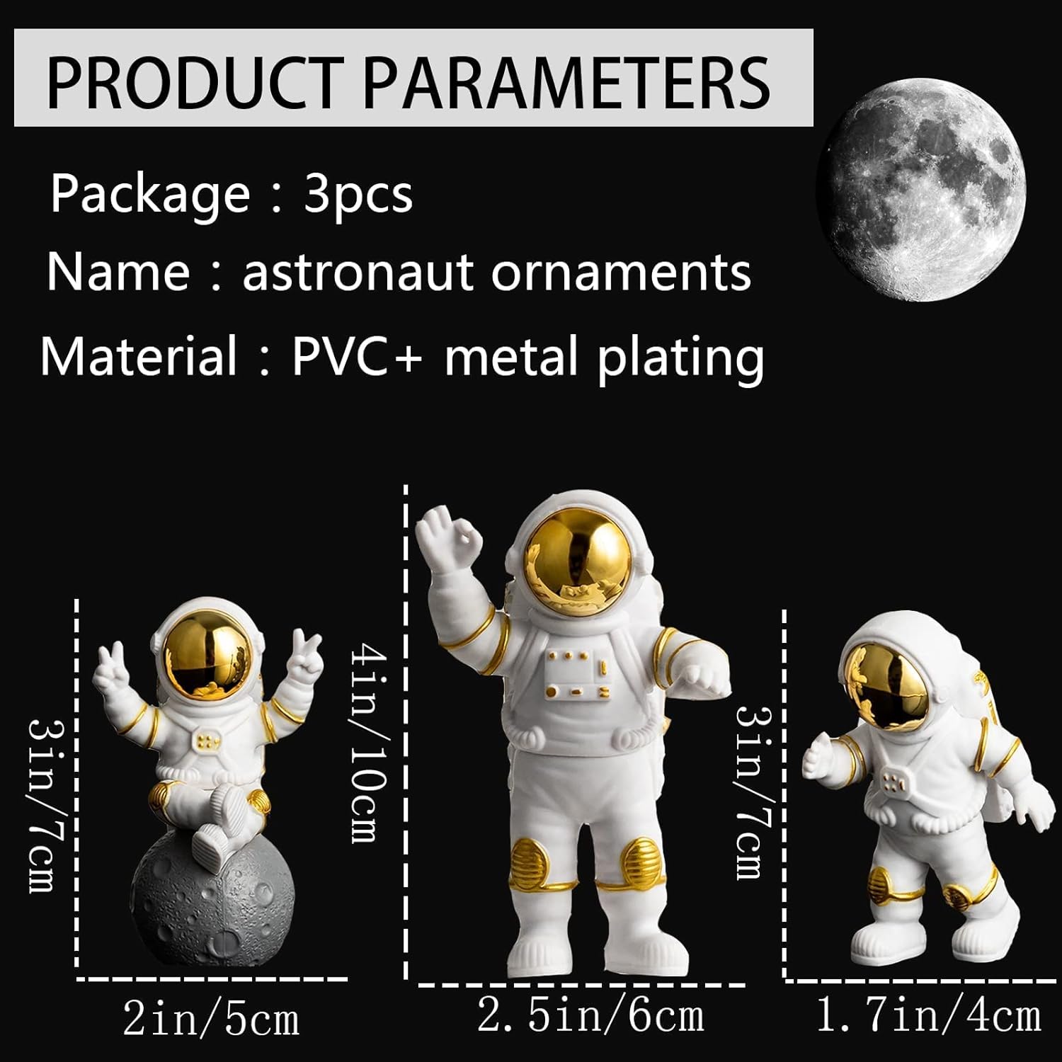 6pcs Astronaut Gold Statue Ornament Astronaut Decor for Room Office Home Music Table Gift (Gold)