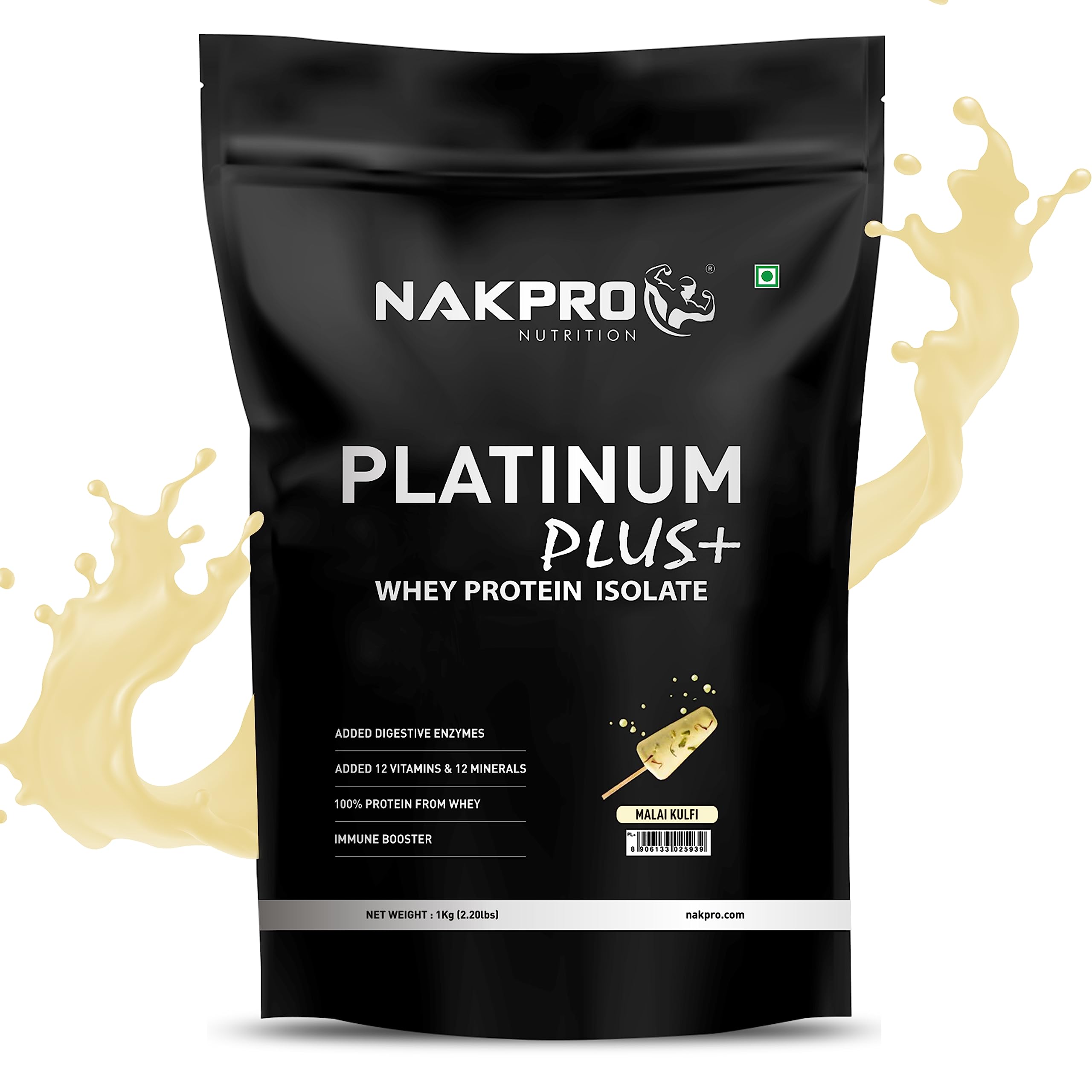NAKPRO Platinum Plus+ Whey Protein Isolate with Digestive Enzymes | 28g Protein, 6.36g BCAA |Added Vitamins & Minerals (Malai Kulfi, 1 Kg) (B0C8DG9T5K) Amazon Price History, Amazon Price Tracker