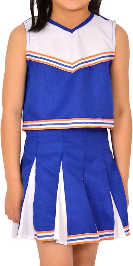 Amazon Co Jp 子供服 チアガール ロゴ無し キッズサイズ コスチューム 衣装 ダンス応援団 制服 学生服 コスプレ衣装 イベント 130 ブルー ホビー 通販