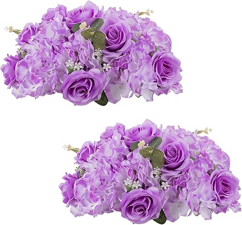 NUPTIO Bolas de flores para centros de mesa de boda 2 piezas de 14.2 pulgadas de diámetro artificial arreglo de bolas de flores artificiales centro