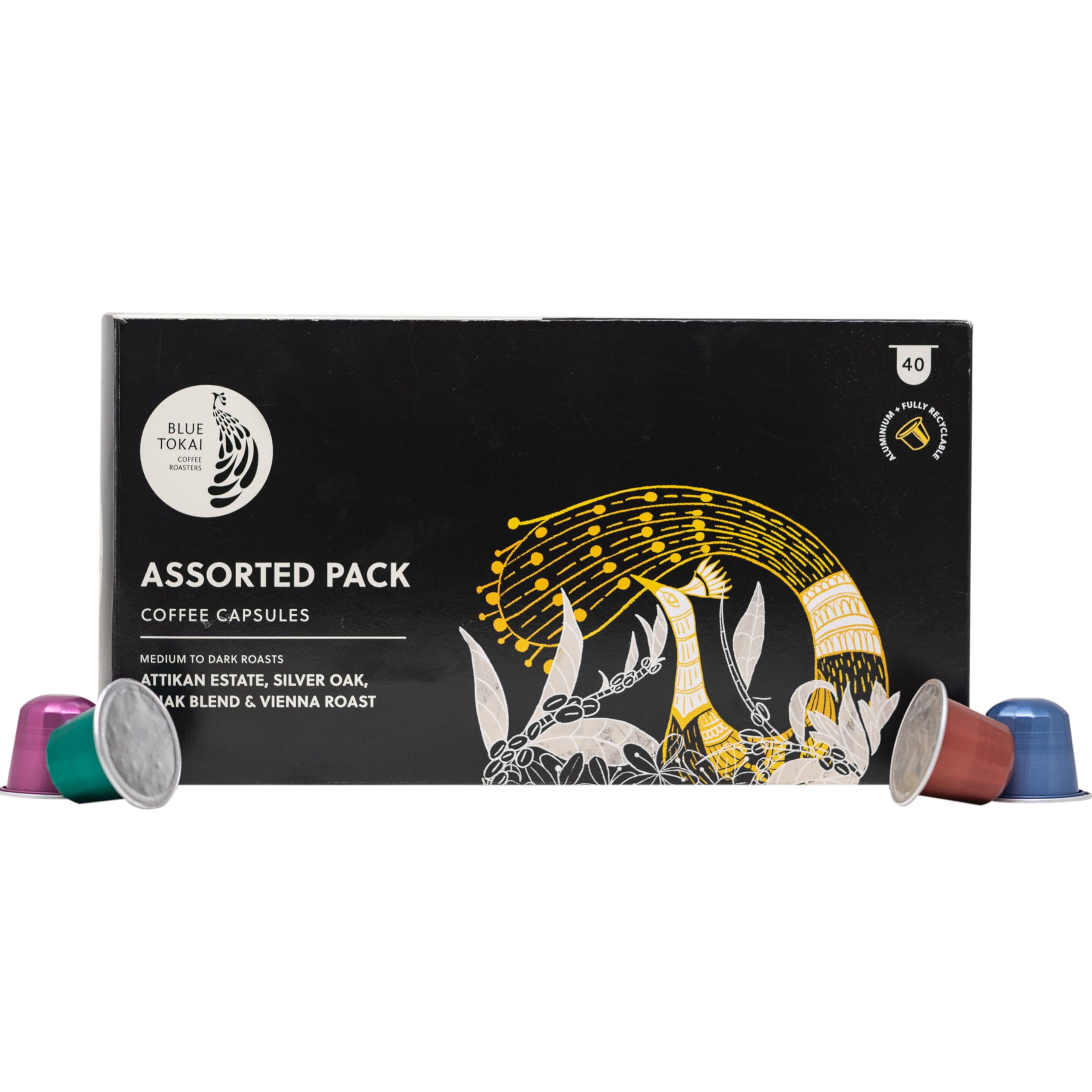 Blue Tokai Coffee Roasters Aluminium Assorted Capsules Light to Drak Roast With 100% Speciality Arabica | 40 Pods In Pack | Nespresso Compatible Coffee Pods (B0DGXGV734) Amazon Price History, Amazon Price Tracker