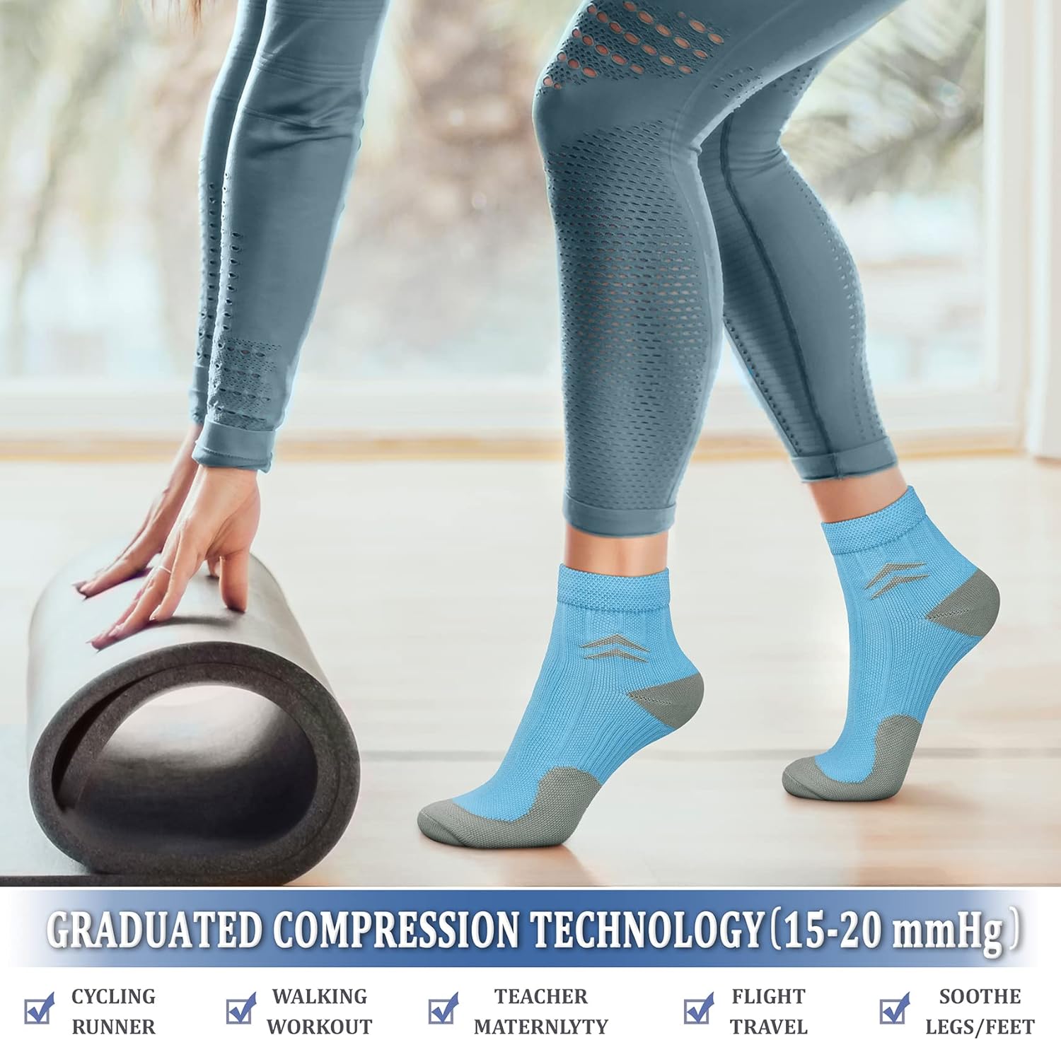 CHARMKING Compression Socks for Women & Men Circulation 15-20 mmHg is Best for Athletic Running Cycling Nurse Daily Wear - Image 3