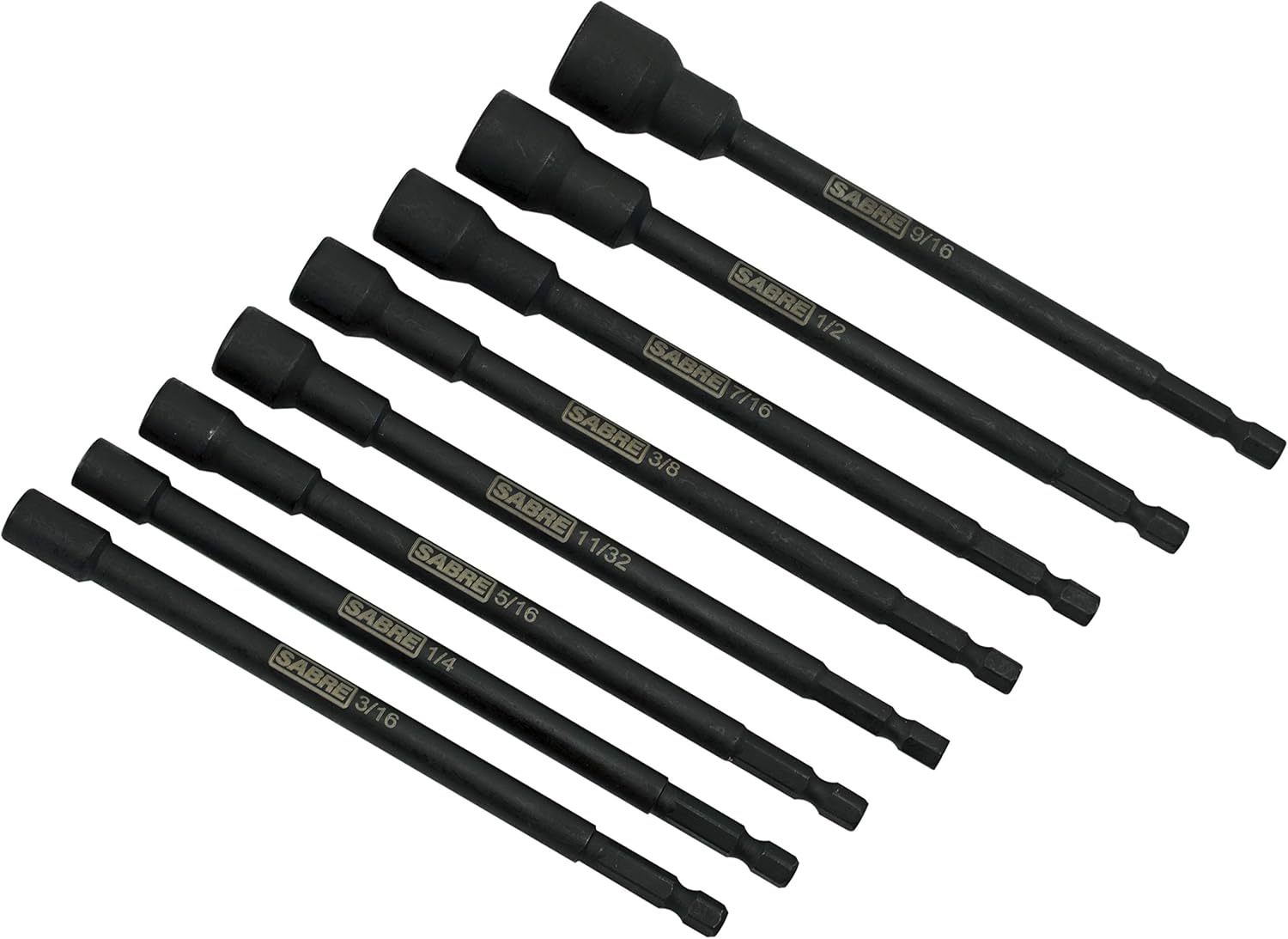 8 Piece SAE Impact Magnetic Nut Driver Set – 6 Inch Length, 1/4 Inch Hex Shank, Magnetic Socket Tip (8 Piece SAE Set)