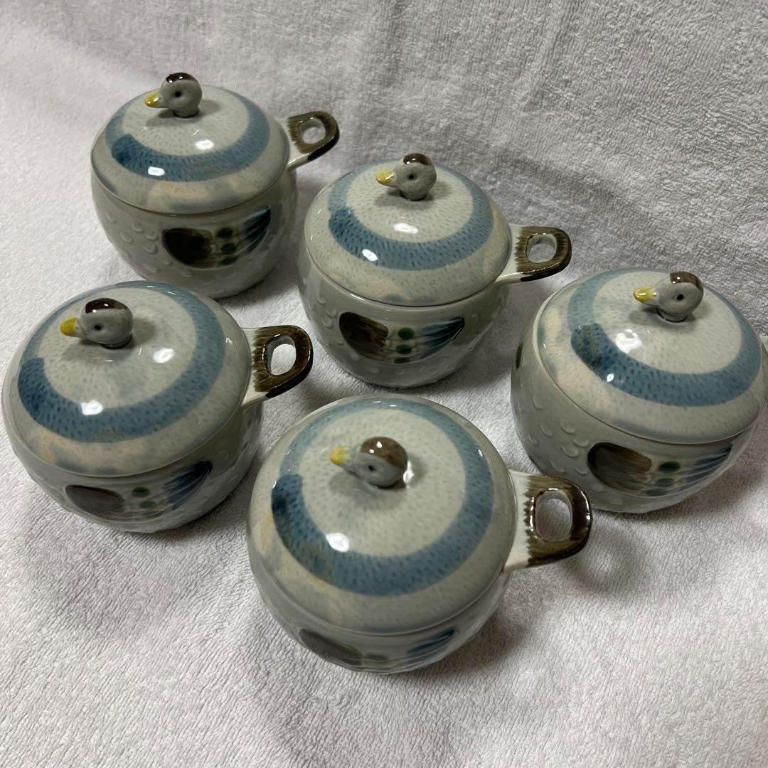 オーキッドレース 蒸碗 5客セット 茶わん蒸し 希少/未使用】香蘭社