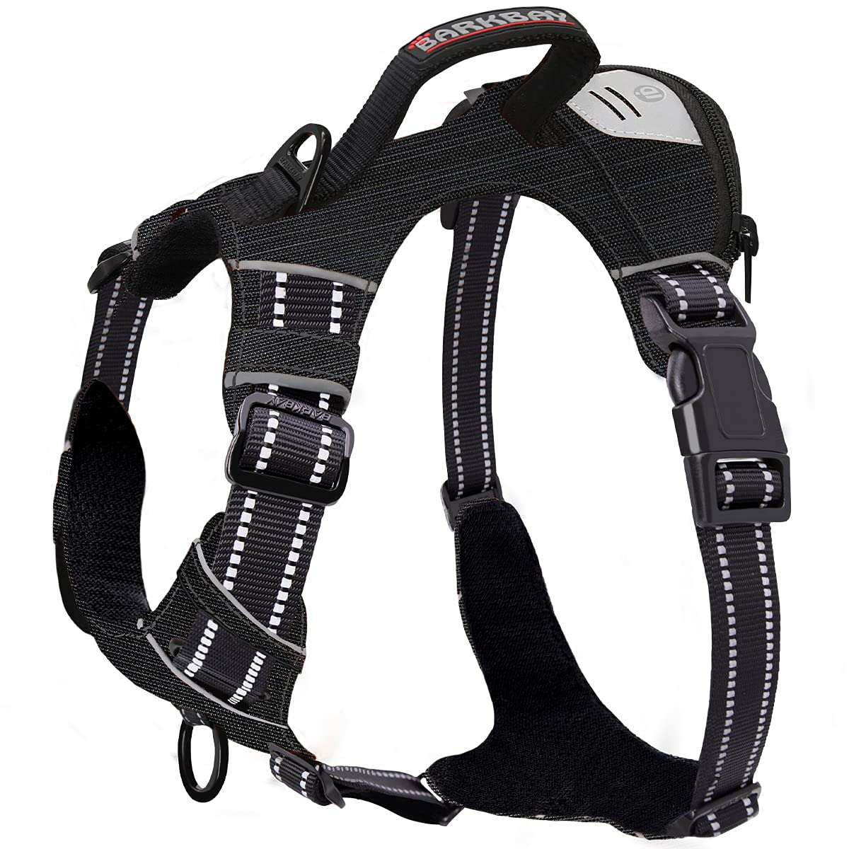 BARKBAY No Pull Dog Harness with 2 Leash Clips and Large ID Tag Pocket, Front Clip Heavy Duty Reflective Easy Control Handle for Large Dog Walking