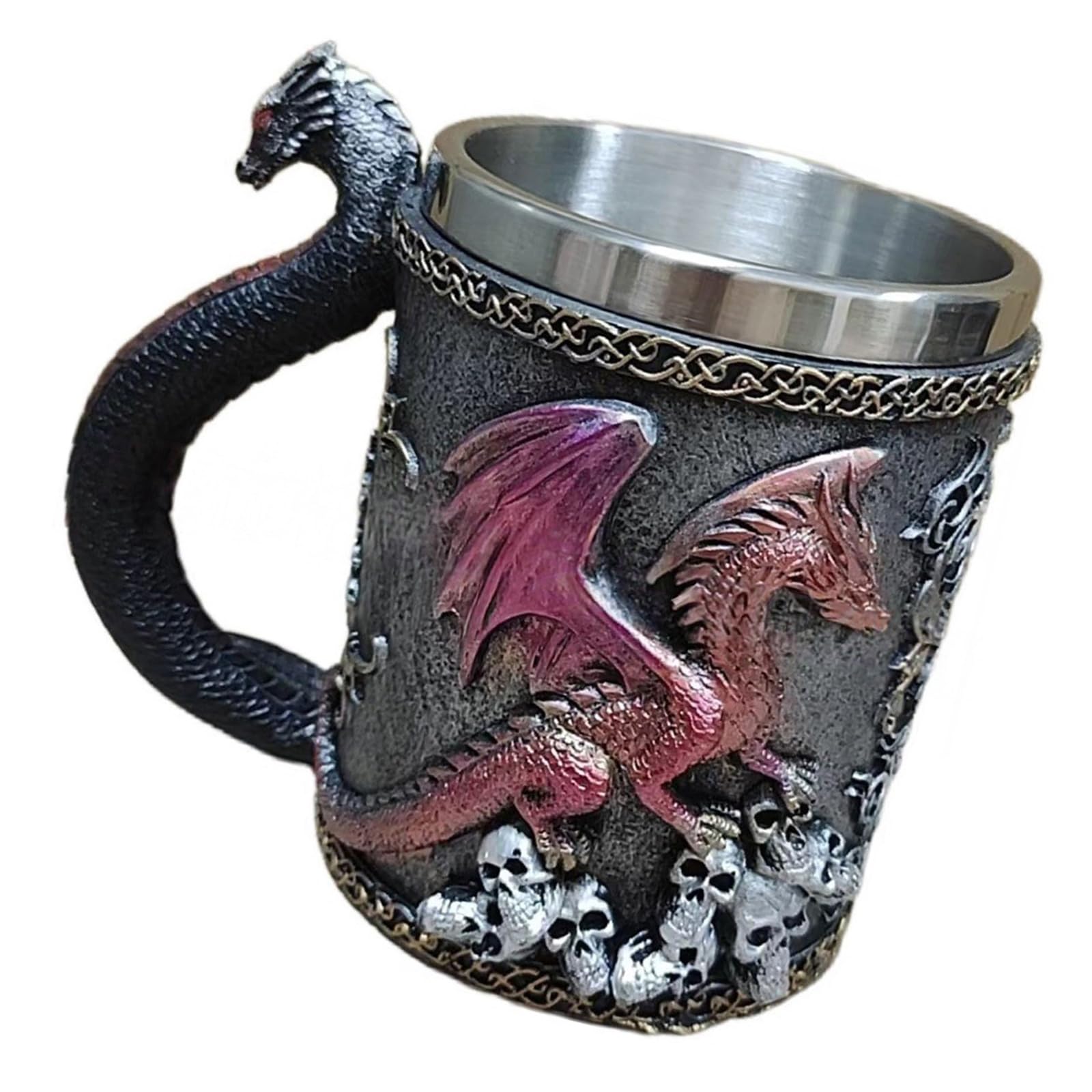 Tsophreniq Artistic Dragon Statue Stainless Steel Insulated Mug Elegant Gothics Drinkware for Hot and Cold Beverages Dragon Insulated Beverage Mug