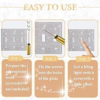 Vista 6 de Cubierta de interruptor de luz con diamantes de imitación plateados brillantes, cubierta de placa de pared con destellos de cristal plateado
