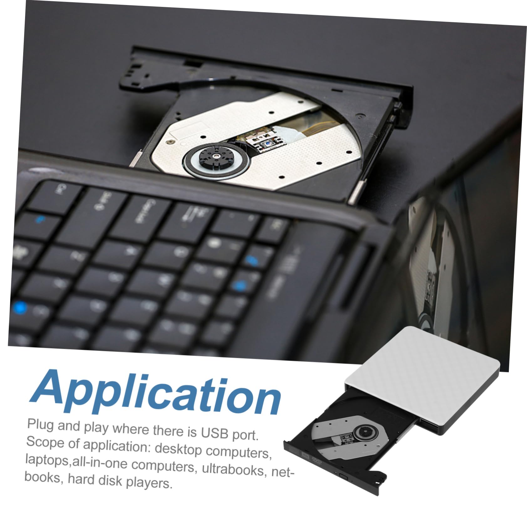 PartyKindom Masterizzatore Dvd Esterno USB 3.0 Bianco Abs Ultra Sottile | Lettore CD e Dvd per Laptop e Desktop, 8x Dvd-rom 24x Cd-rom, Basso Rumore