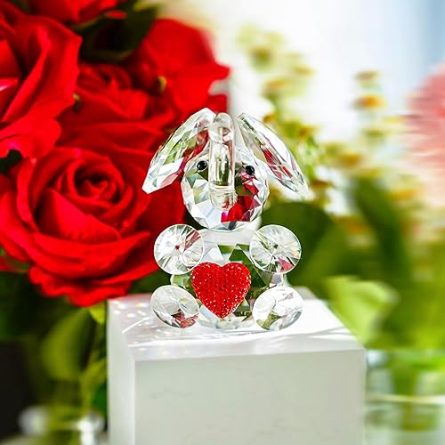 Miniatura 3 de H&D HYALINE & DORA 6 figuras hechas a mano de mini tortuga marina de cristal soplado y elefante de cristal hecho a mano con figura de corazón rojo,