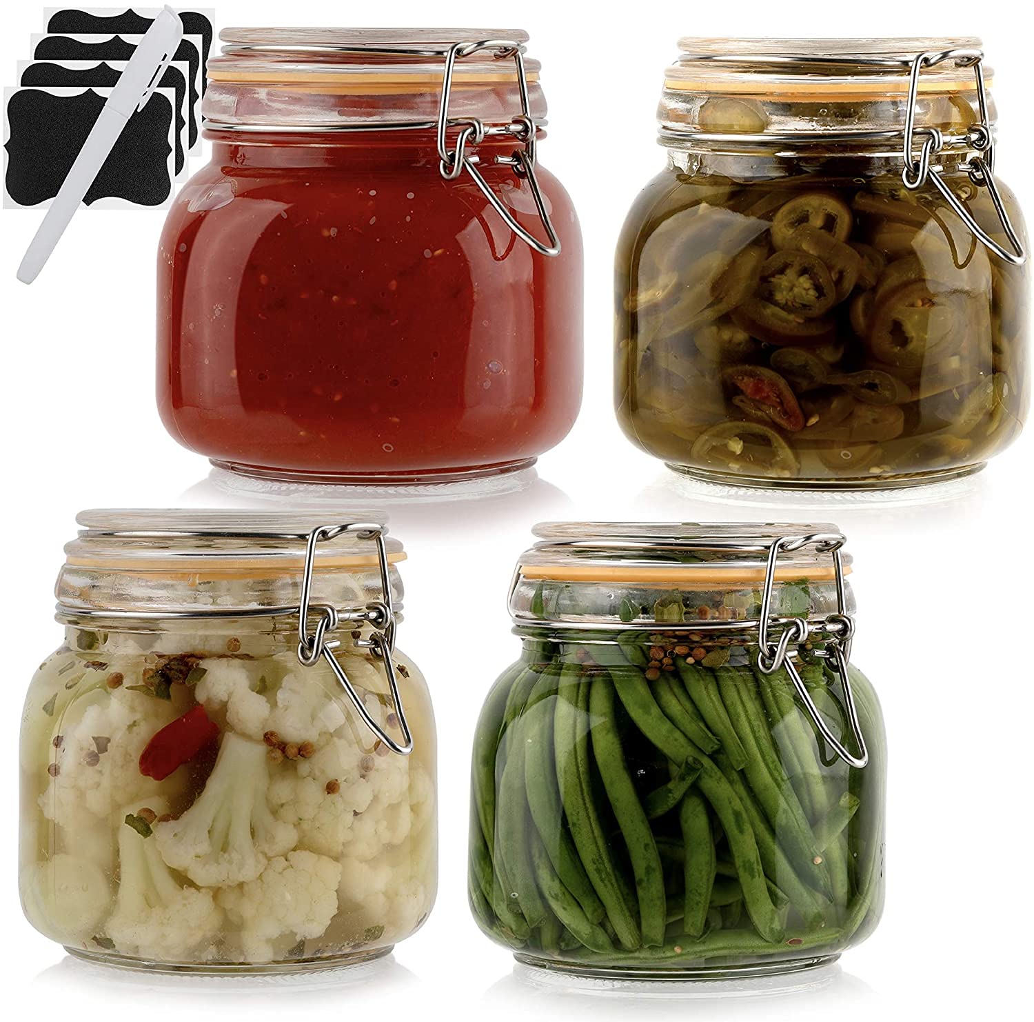 Buy 25 oz Glass Jars With Airtight Lids And Leak Proof Rubber ket,Wide
