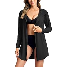 SANTINY Womens UPF50+ Swim Cover Up Sun Protection Hoodie Long UV Jacket SPF Lightweight Swimsuit Beach Cover Ups for Women
