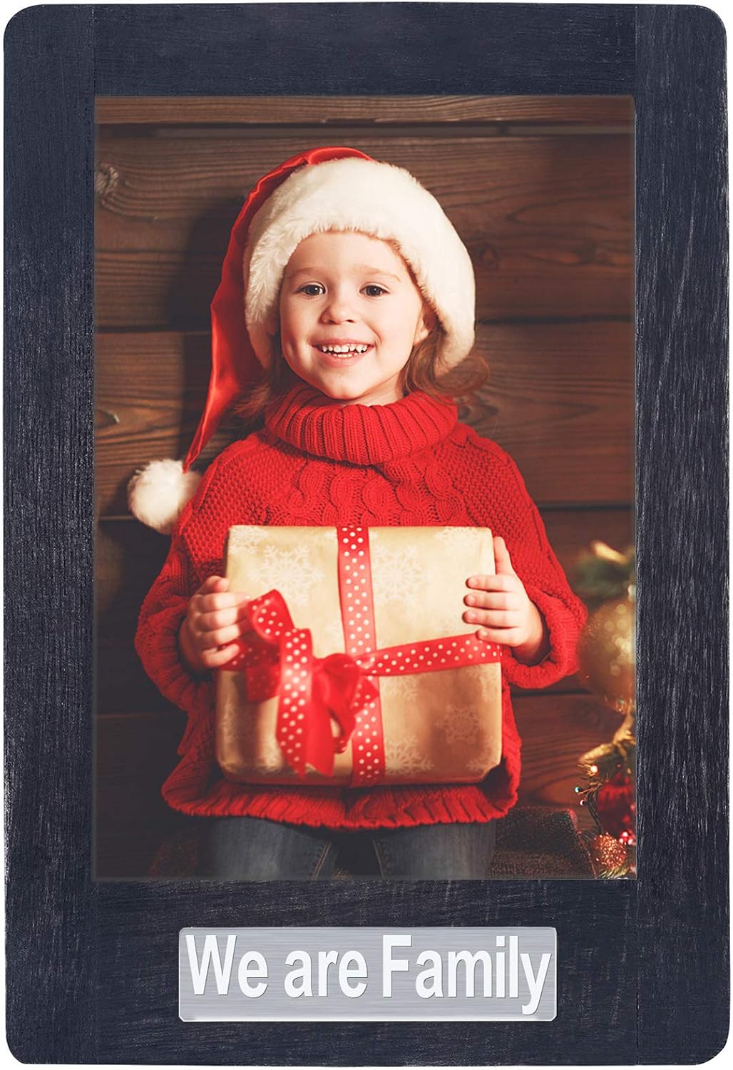 DLQuarts 5x7 Picture Photo Frame [We Are Family] Theme, Vertical, 5x7 without Mat and 3.5x5 with Mat, Weathered Black