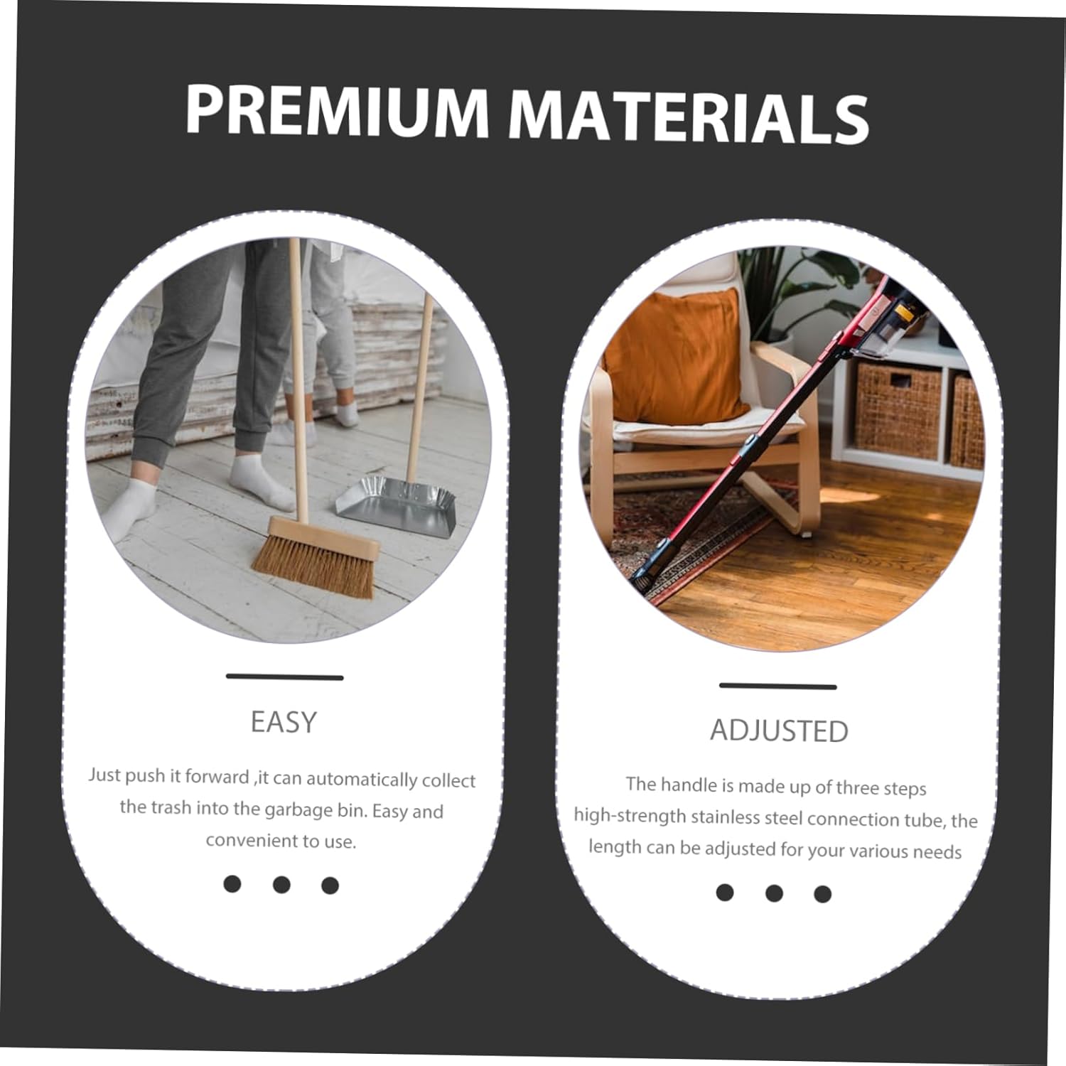 Hand Push Floor Sweeper Broom with Dustpan and Trash Bin Adjustable Handle Rotating Mop for Cleaning All Hard Floors Red