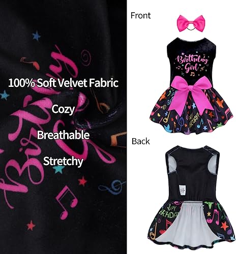 Miniatura 47 de CuteBone - Vestido de terciopelo para perros pequeños, para cachorros, ropa rosa para perros CVA02M-D