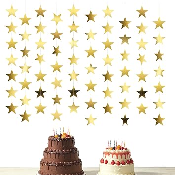 10 Pcs Gold Star Garland 130 Feet