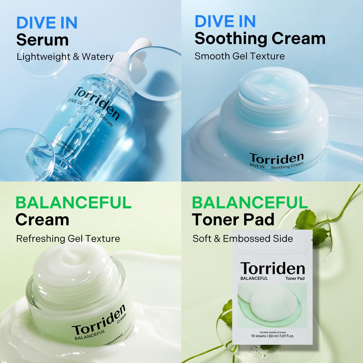 Torriden Softly Hydration Heroes DIVE IN Serum 1.69 fl.oz.+DIVE IN Soothing Cream 3.38 fl.oz+BALANCEFUL Cream 2.70 fl.oz.+BALANCEFUL Toner Pad 10 sheets | Korean Skincare Set for Hydration & Calming - Image 5