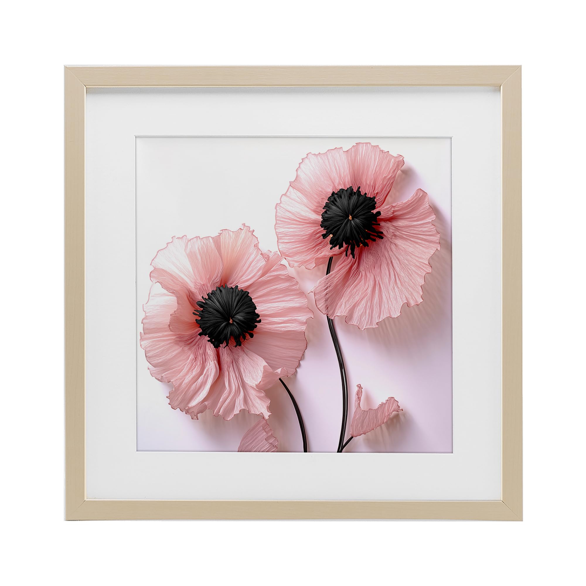 Affiche encadrée coquelicots roses Stupell Industries 40x40 cm gris