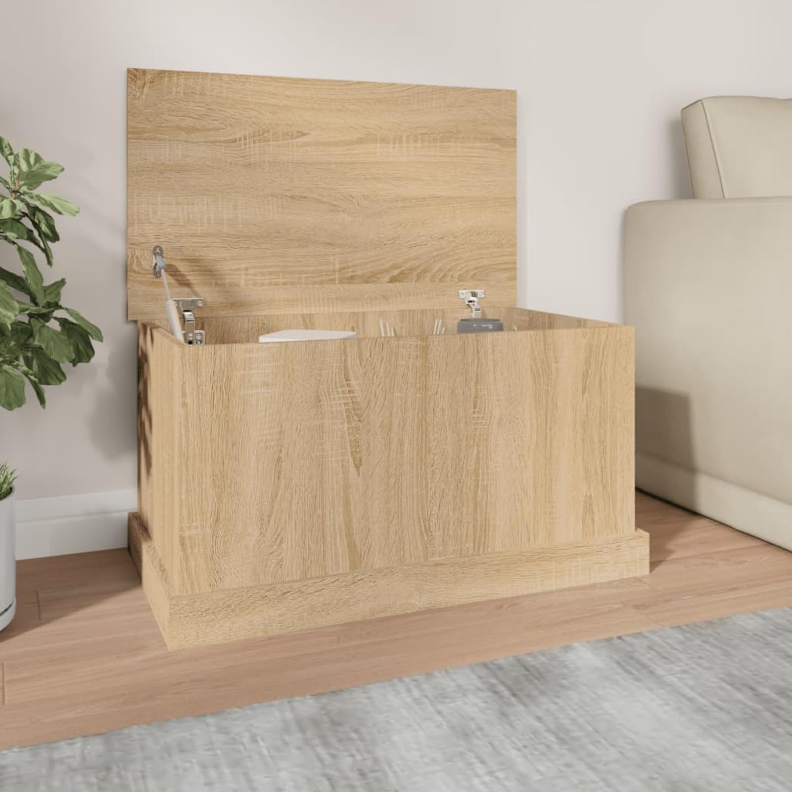 Gecheer Baúl Exterior,Cajas de almacenaje,Arcón Exterior para Jardín, Terraza o Balcón | Baúl Impermeable | Baúl para Objetos y Juguetes Madera 70 x 40 x 38 cm Roble Sonoma