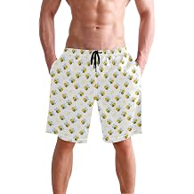 Bee Cute Men's Swim Trunks Tropical Leaves Beach Swimwear with Pockets Print S 23101420