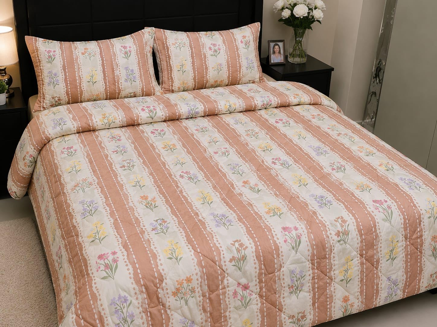 Floral Comforter Bedding Set | 1 Comforter, 1 Bedsheet Included, 2 Pillow Covers, Quilted Design-picture-17
