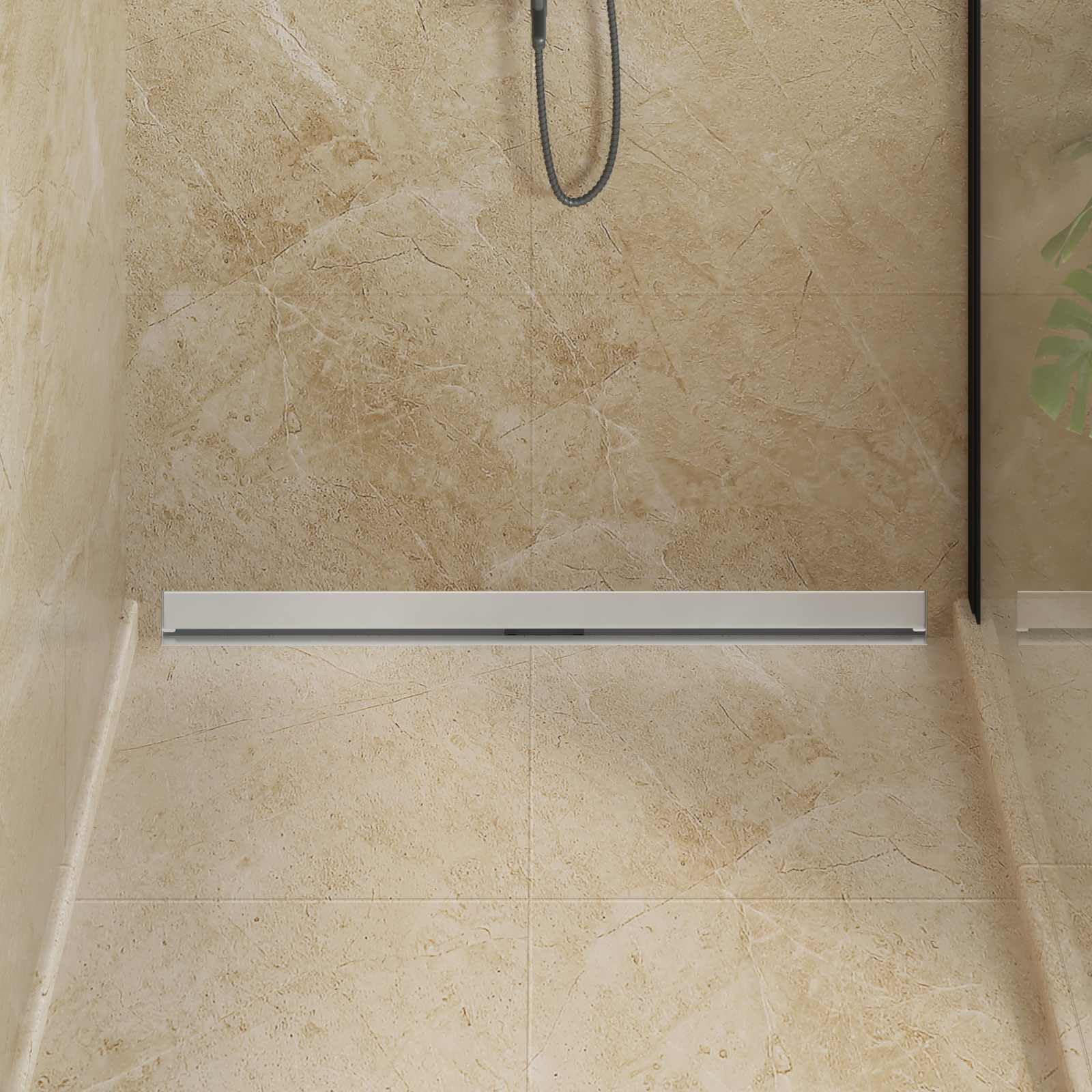 Caniveau de douche mural 100 cm en acier inoxydable 304 pour douche à l'italienne, caniveau de douche carrelé, drainage salle de bain avec pieds réglables