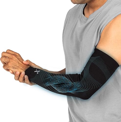 NUFABRX Manga de compresión para brazo y codo con infusión de medicamentos para hombres y mujeres con dolor de brazo/codo, artritis, codo de