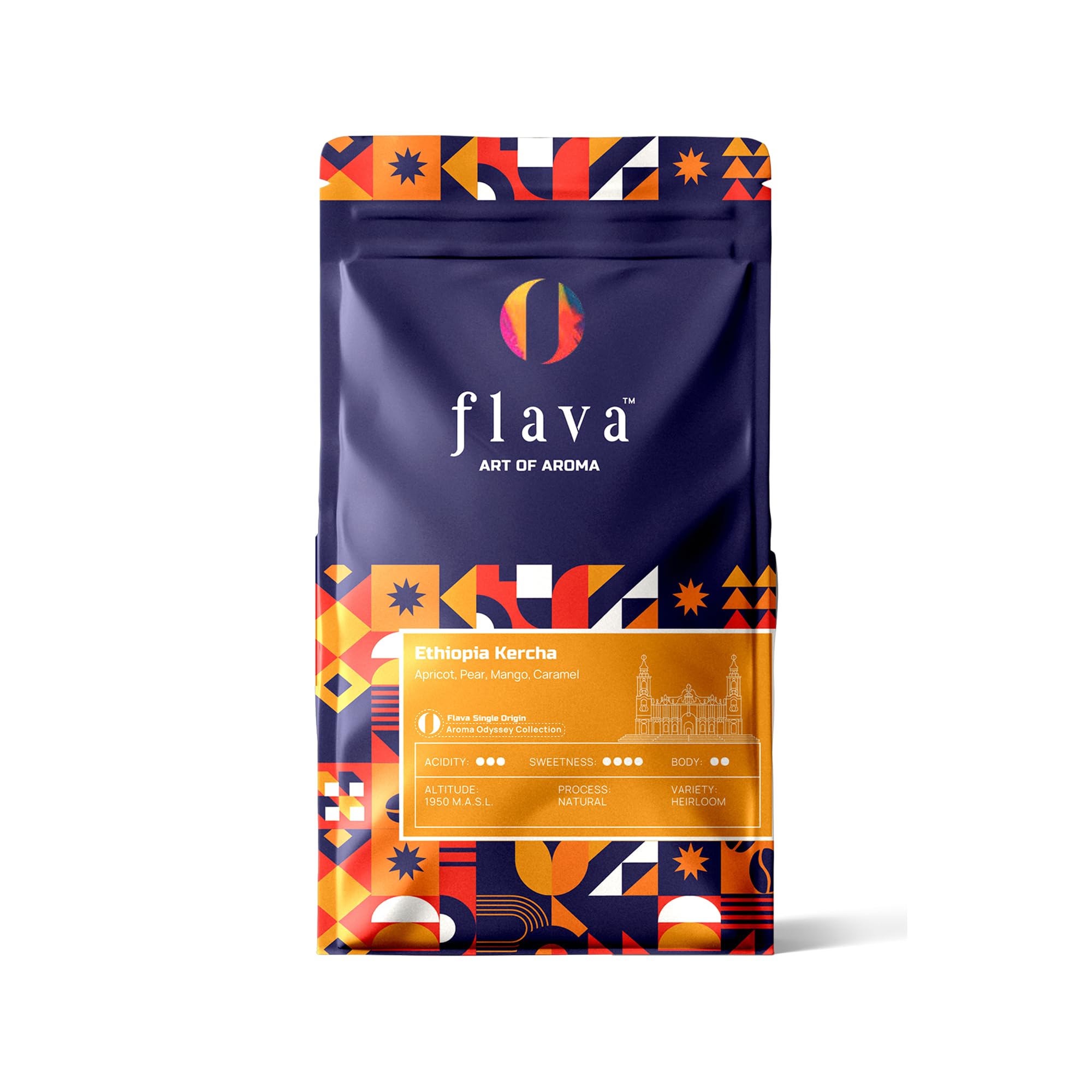 Flava Coffee Beans – Ethiopia Kercha Medium Roast – Premium Single-Origin – For Fresh Grinding – Compatible with Coffee Machines & Nespresso Machine Coffee – Rich & Balanced Flavor 250G