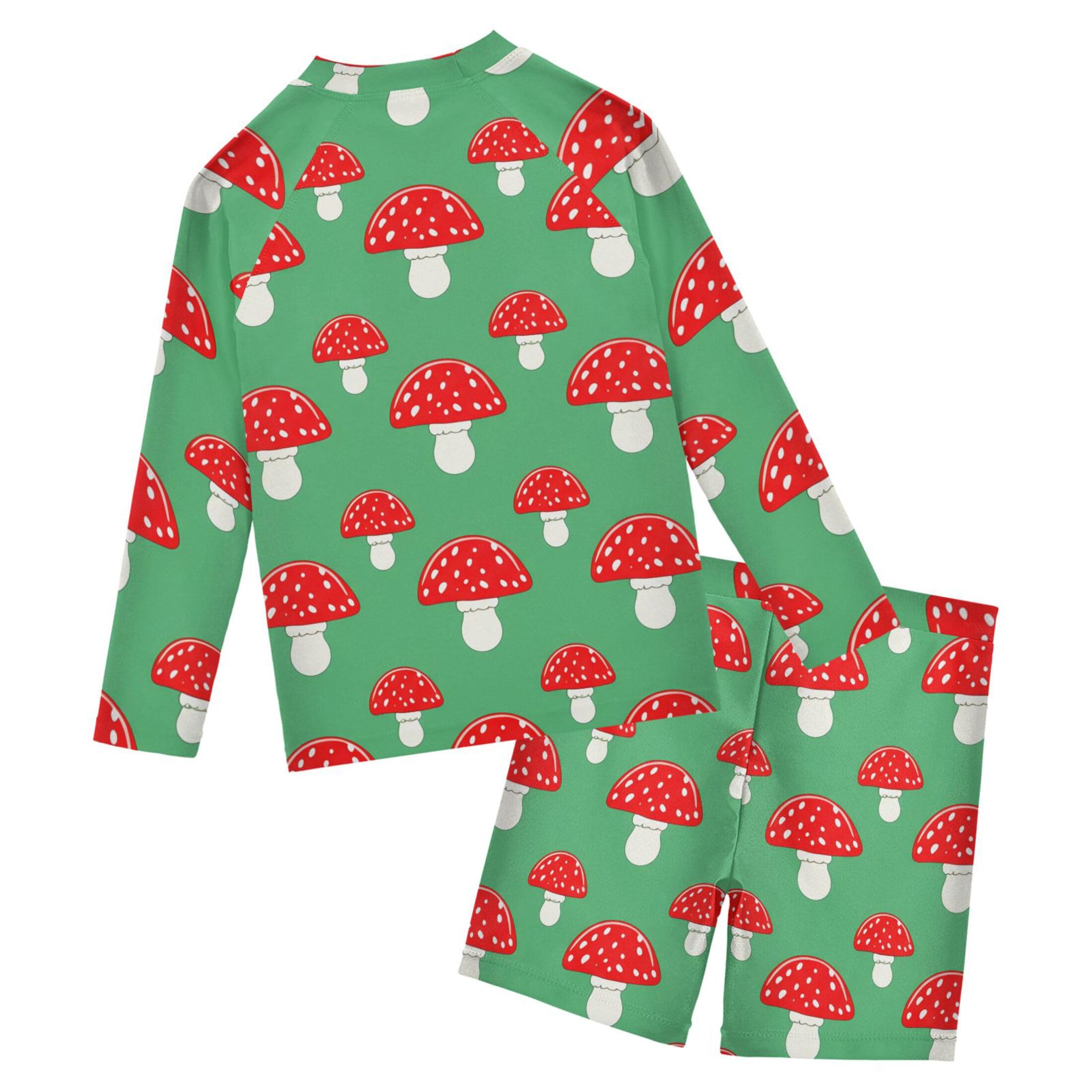 Red Mushroom Toddlers and Baby Boys' Swimsuit Trunk and Rashguard Set B0405152