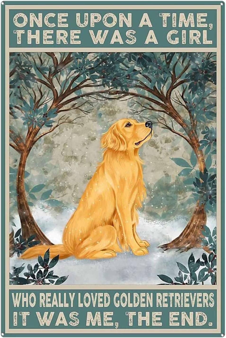 Bonoff Golden Retriever Tin Sign, 8X12 Inches, Decorative Wall Art