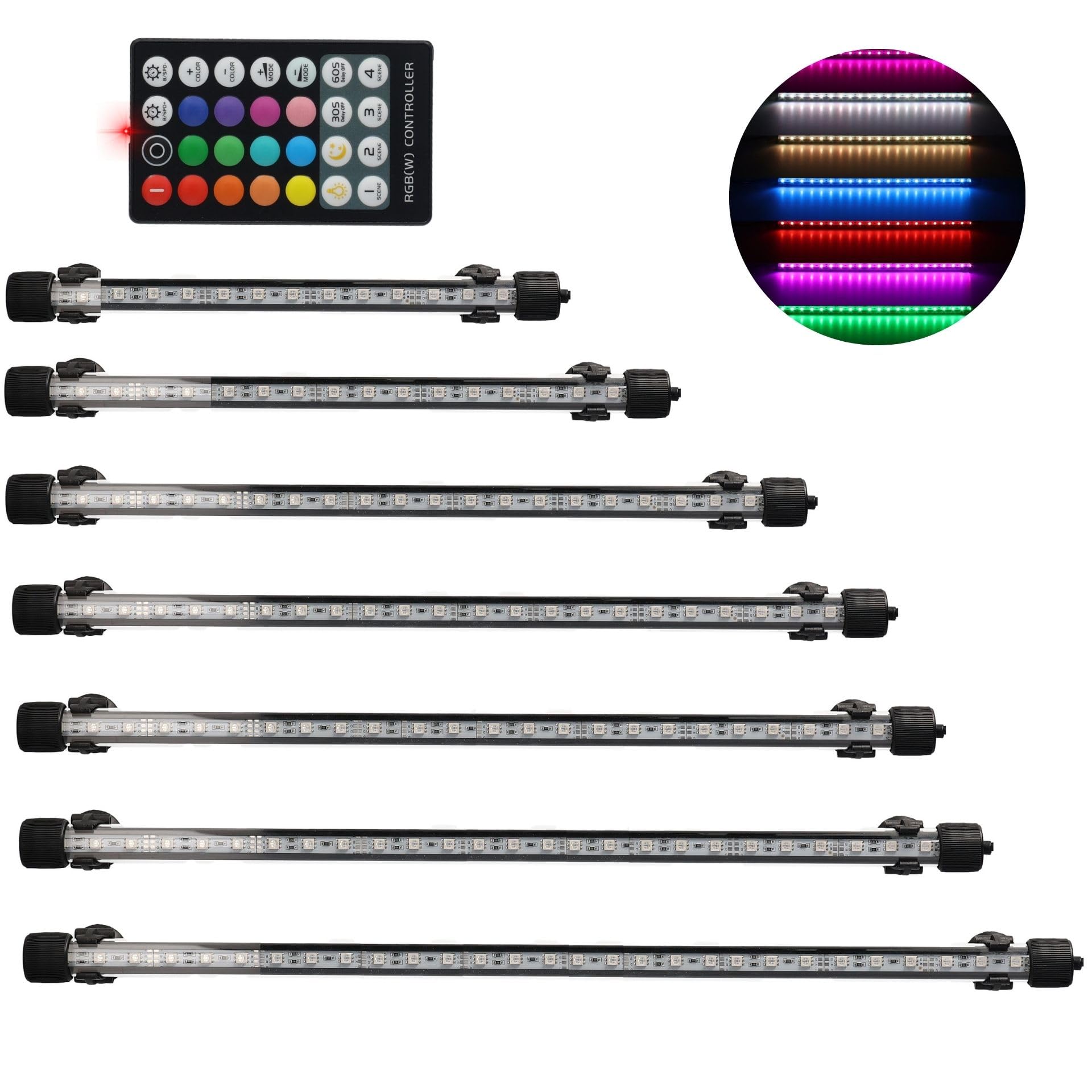 Submersible Aquarium Light Underwater RGB Multicolour LED Lights Waterproof Lamp for Fish Tank with Remote Control (28cm)