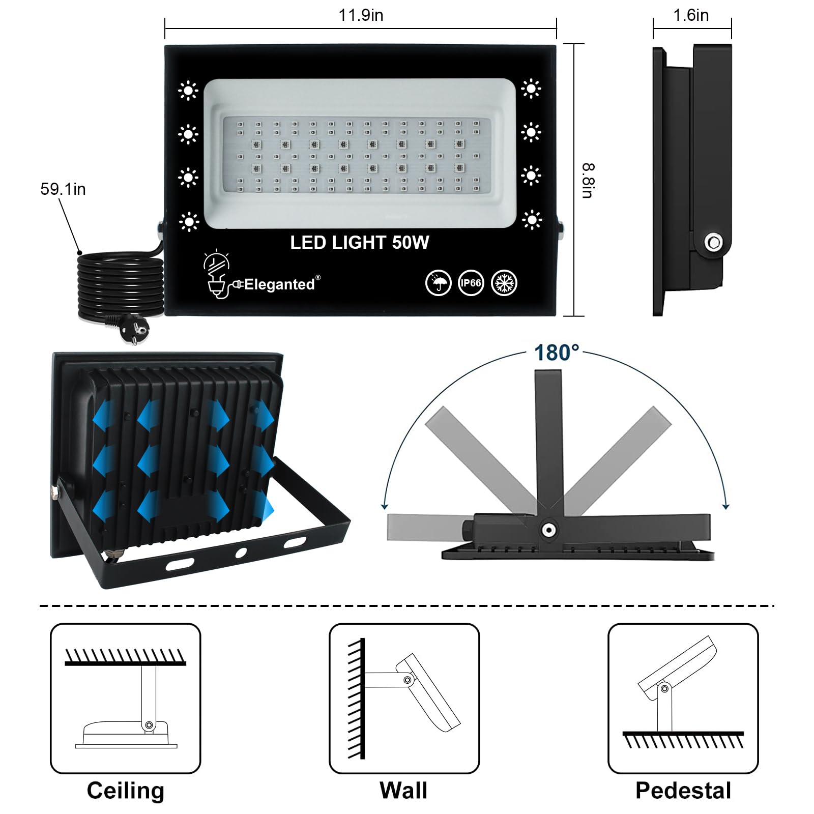 50W Projecteur LED Couleur + UV Lumière Noire 2 en 1, étanche RGB LED Spot Extérieur 395nm Black Light for Halloween lampe fluorescente Garden Party,2pcs