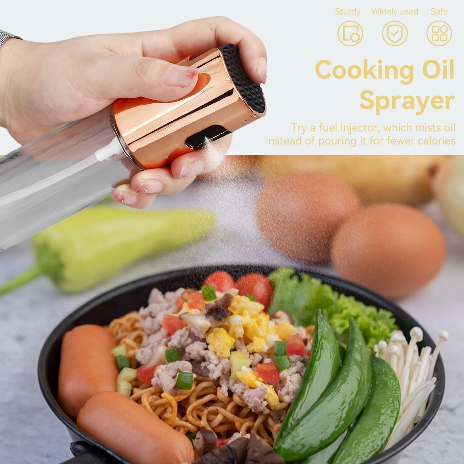 2 botellas de spray de aceite de oro rosa, botella dispensadora de aceite de oliva, pulverizador versátil para cocinar, hornear, asar a la parrilla