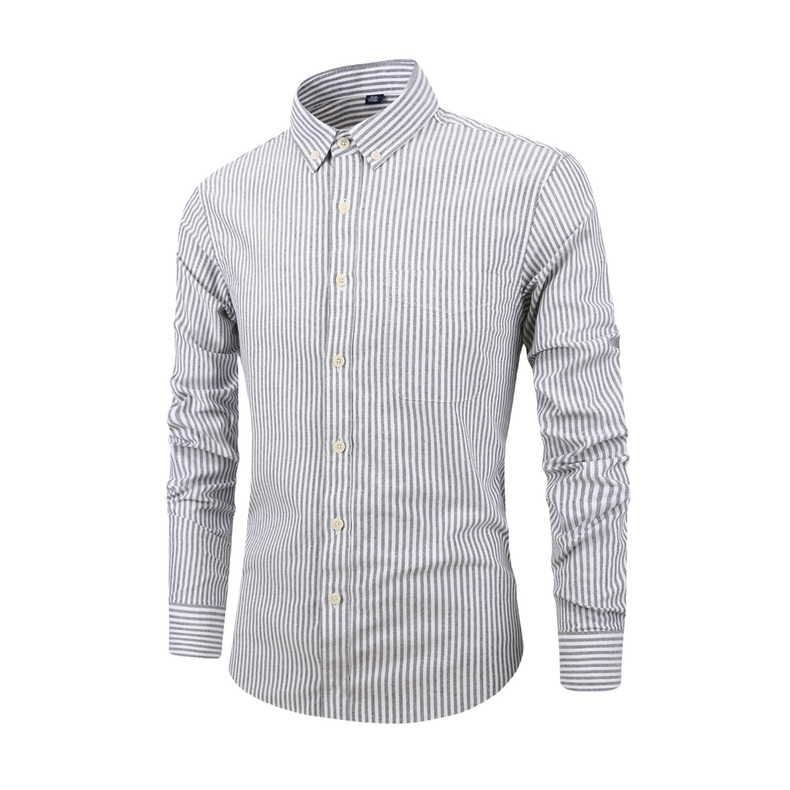 Camicia a maniche lunghe da uomo in cotone a righe Oxford Spinning Slim Fit