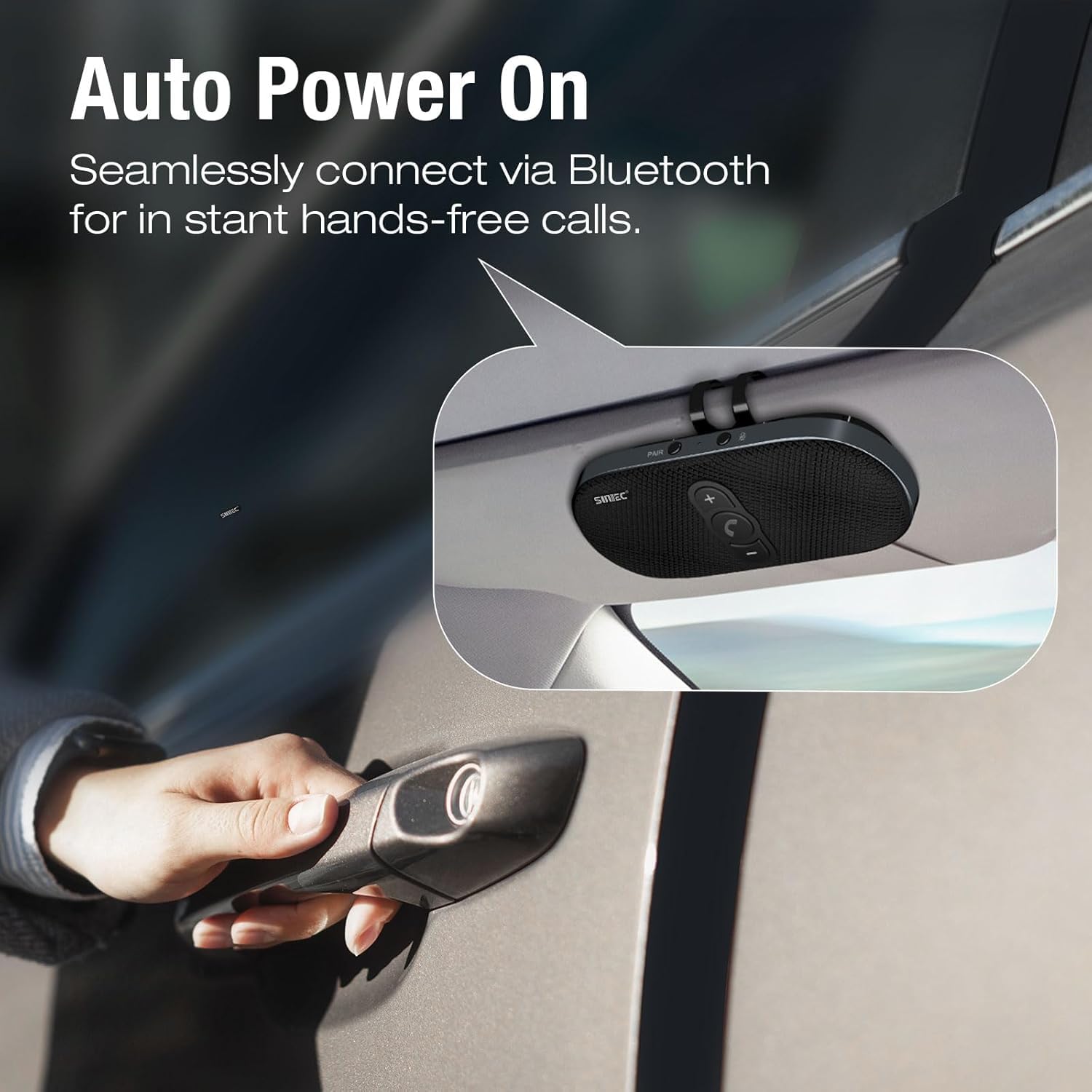 Kit vivavoce per auto Bluetooth: altoparlante vivavoce Bluetooth da 6 W per telefono cellulare funziona su furgoni e camion, doppio microfono, supporto per Siri Voice Assistant, kit vivavoce BC990G