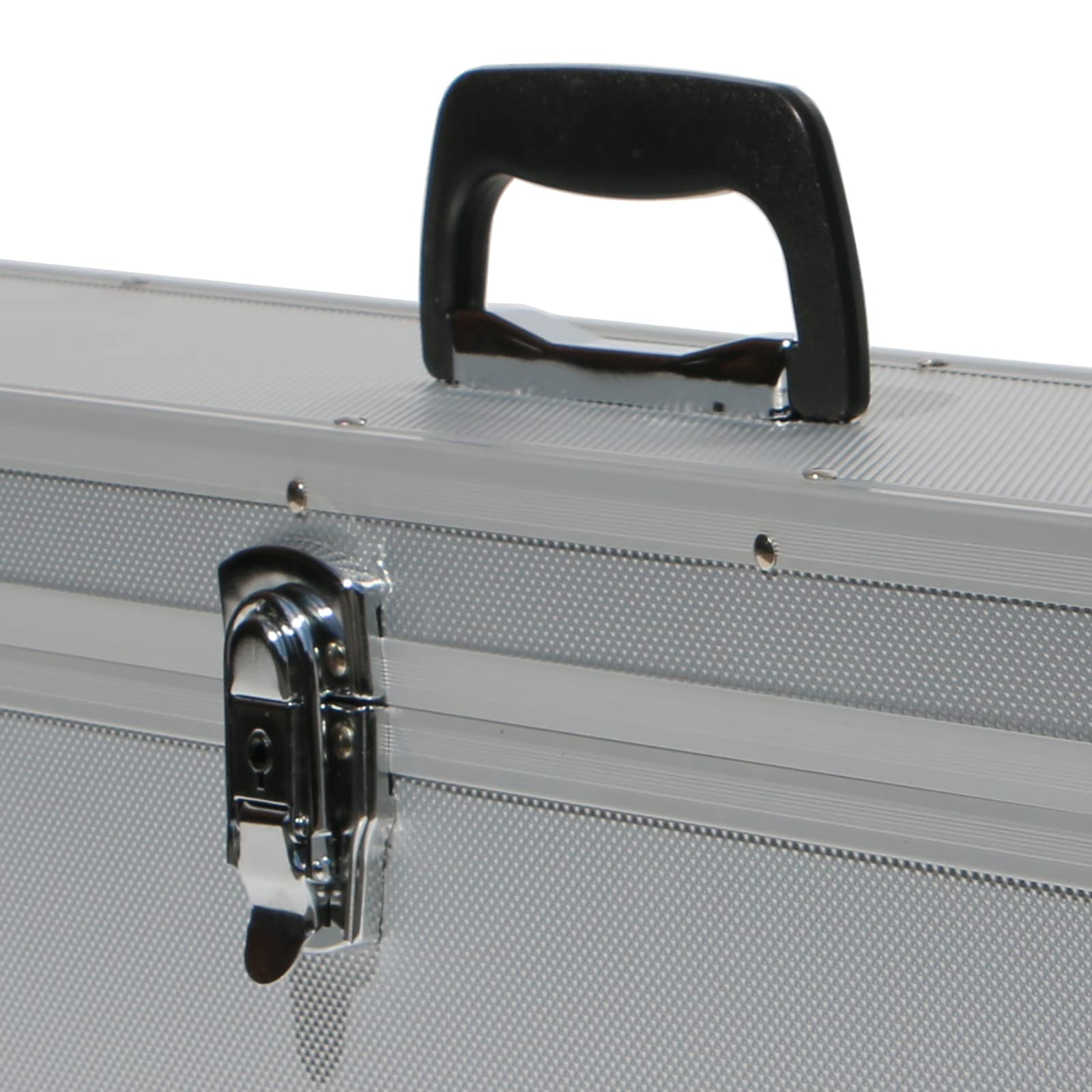 Maleta de aluminio plateada con tapa de espuma extraíble de 83 cm de largo maletín de transporte de aluminio