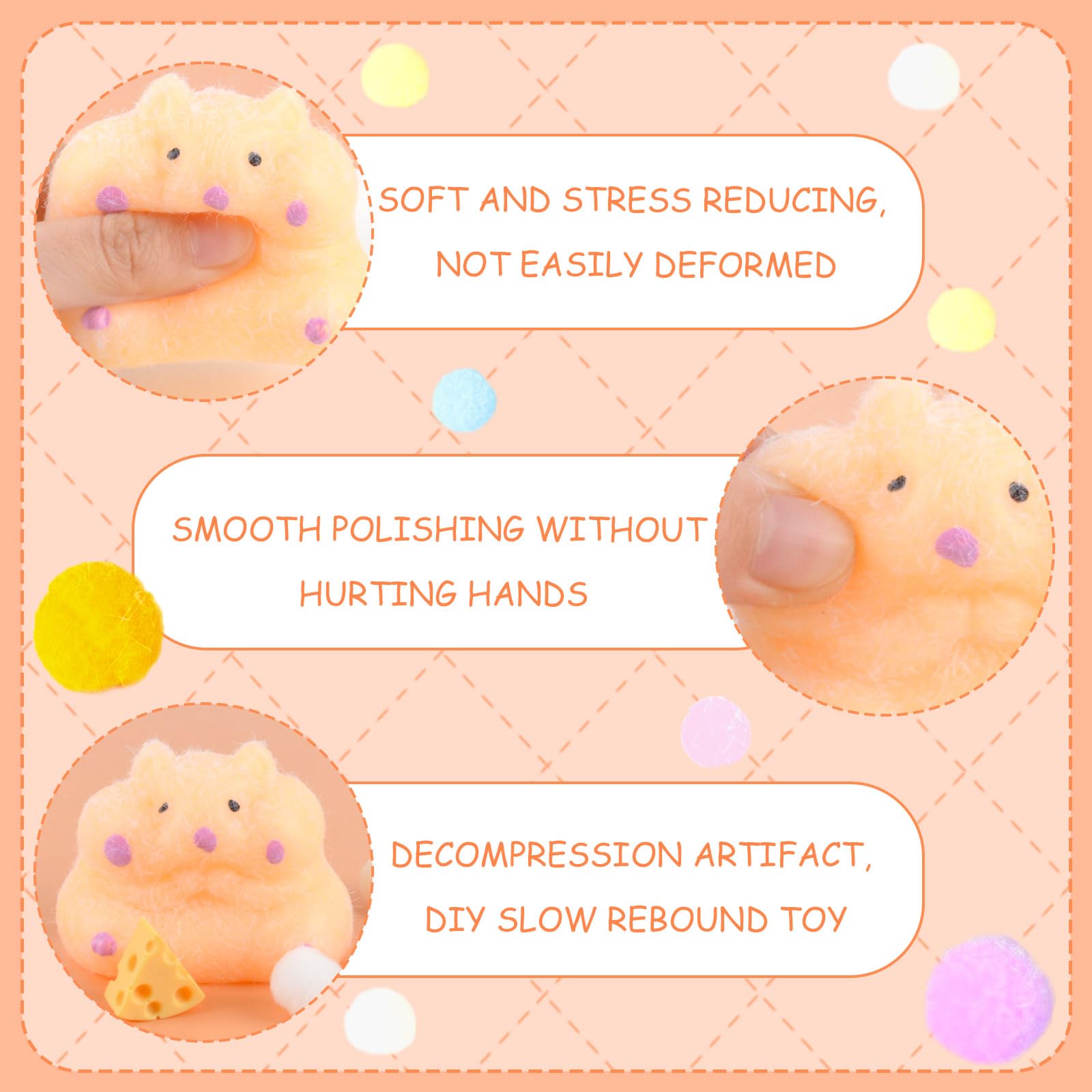 AWAVM 3PCS Hamster Squishy Cat Paw Squishy Toys Taba Squishy Paw Toys Stress Relief for Kids Adults Fufu Squishy Hamster Set for Anxiety Portable Taba Squishy Kit Oreo Squishy for Party Favors - Image 3