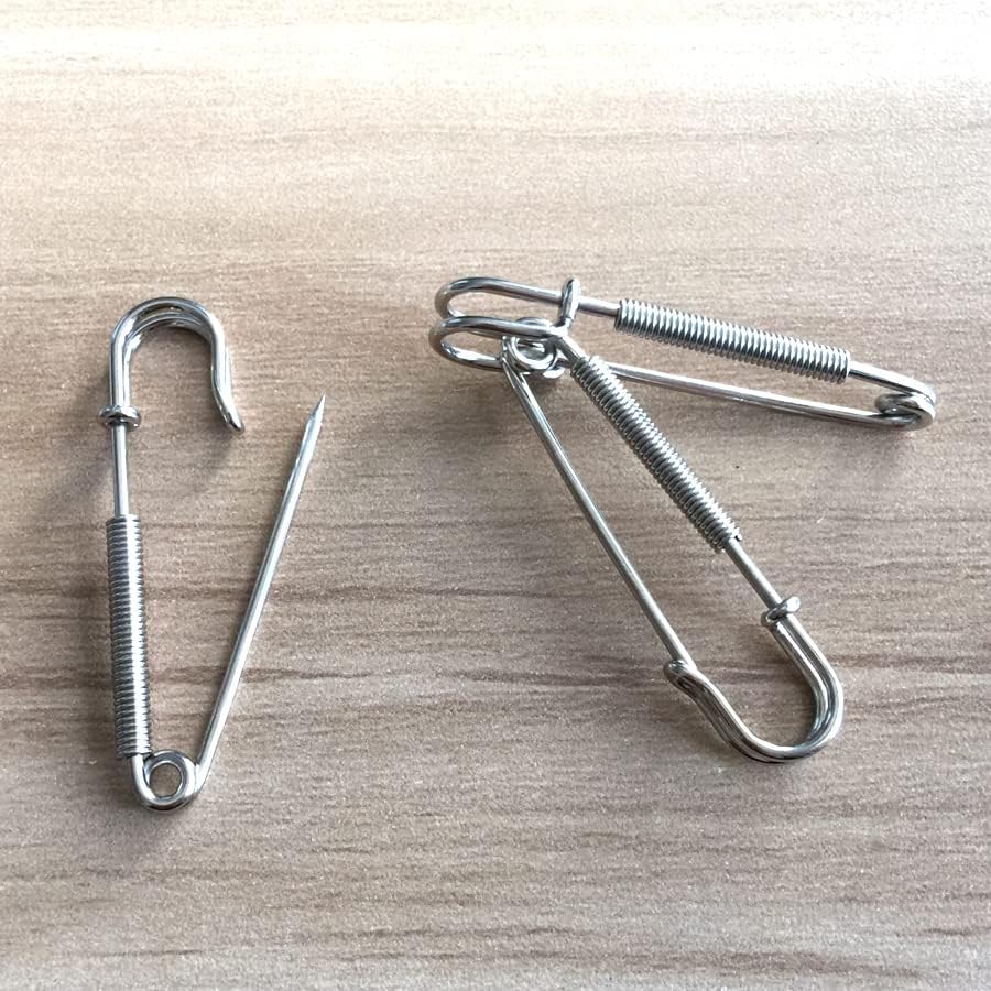 Large Safety pins， 10Pcs 55mm Large Size Outdoor Tools Pins, Brooch Blank Pin Broochs Survival Accessories Travel Kit(Copper)