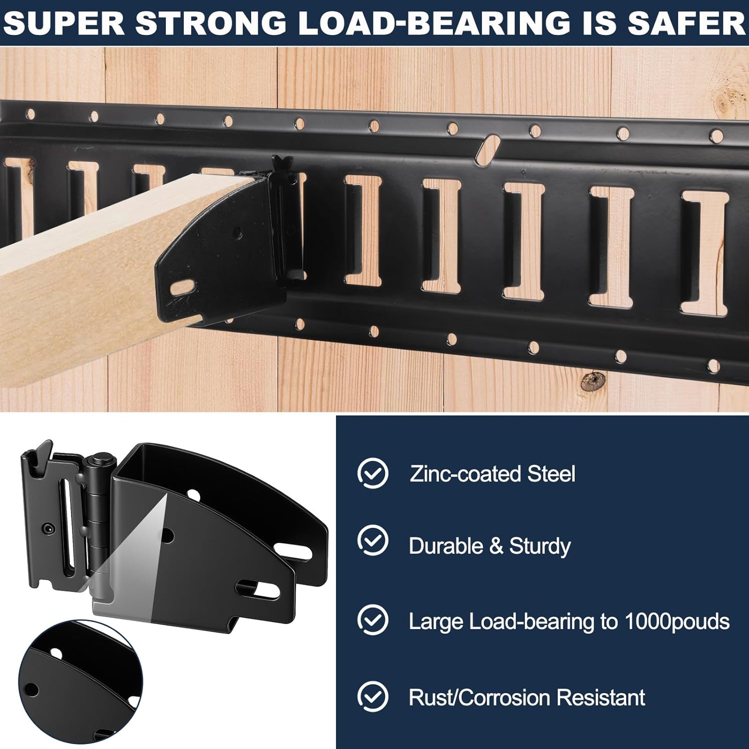 4 Pack E-Track Swivel Wood Beam End Socket, Shelf Brackets for 2x4 & 2x6 Lumber E Track Accessories for Enclosed Trailer, Van, Rv, Cargo Trailer, Cargo Control, Shelf