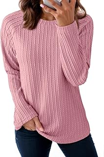 Womens Tops Long Sleeve Lightweight Shirts 2026 Spring Fashion Clothing Trendy Tops Crewneck Knit Basic Tee