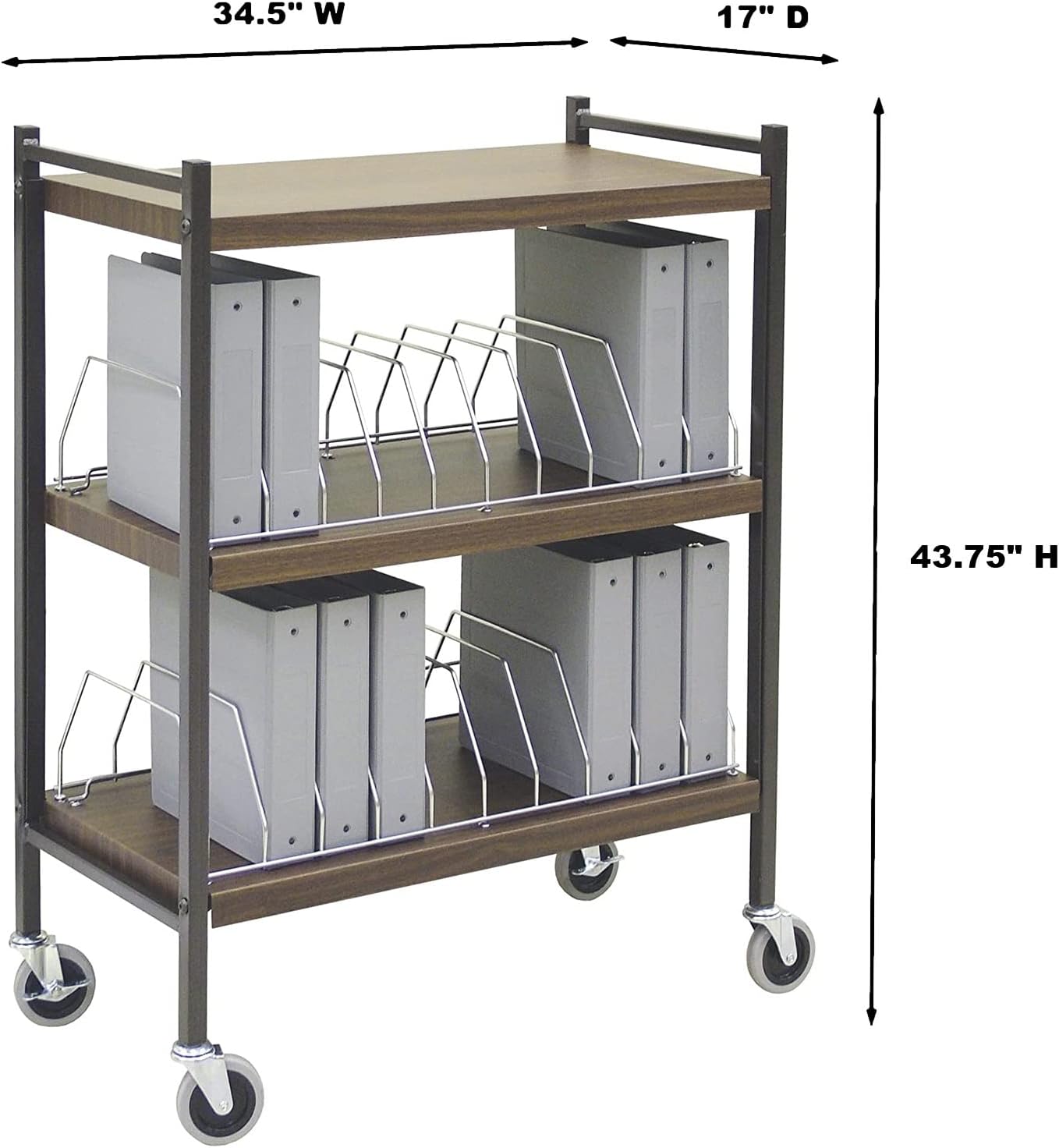 Standard Vertical Open Chart Rack 3 Shelves 20 Binder Capacity (Woodgrain)
