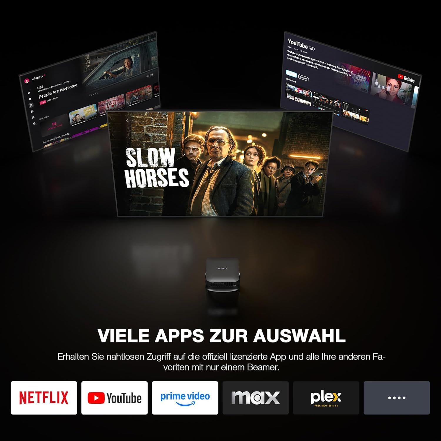 VOPLLS Mini Projektor Full HD 1080P WiFi6 Bluetooth 4K Heimkino Autofokus Trapezkorrektur 800ANSI