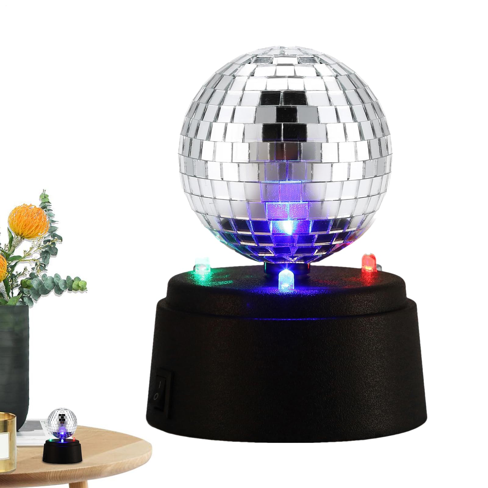 Boule Disco-Spiegellicht, Party-Spiegellicht, Boule Fête Diskokugel, kleine Discokugel mit Spiegel, rotierende Bühne, Mini-Discokugel mit Akku für Hochzeit, E