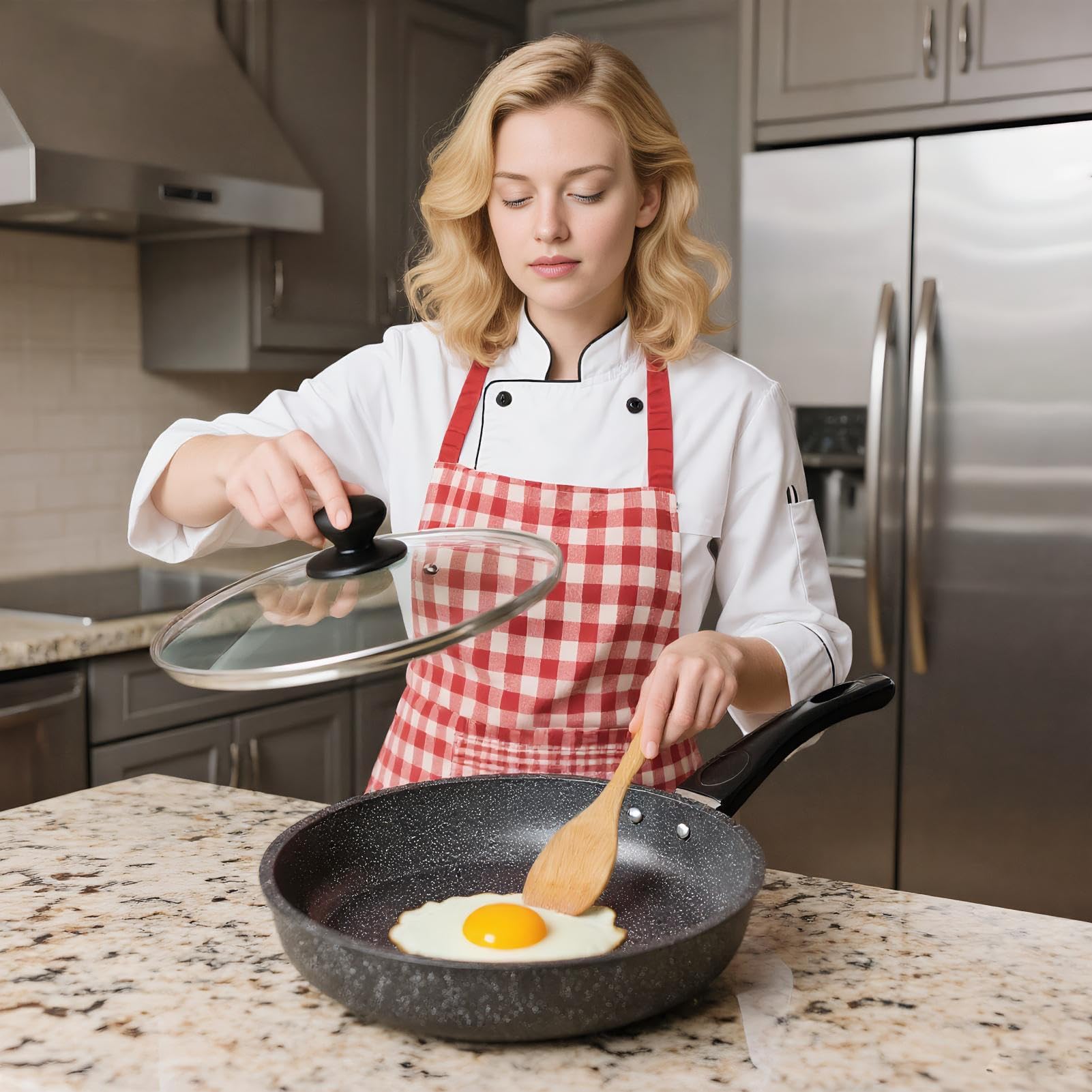 Generico Non Stick Frying Pans, Metal Cookware Set, Kitchen Supplies for Induction Ceramic Stove Cooktop Omelet Egg Fish Steak Apartment Cooking Tool for Home Restaurant Meal Prep